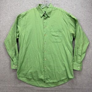 Gitman Bros‎ Shirt Mens Large Green Windowpane Check Long Sleeve Made in USA 90s